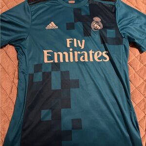 adidas Teal and Dark Teal Real Madrid Fly Emirates Jersey